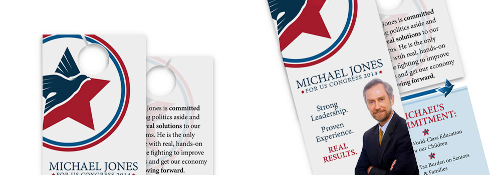 We offer four different sizes and a variety of finishes, including glossy UV and uncoated to make any door hanger a successful marketing tool. Political Door Hanger Printing by Primo Print